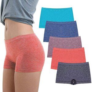 Women’s Seamless Nylon Boyshort Panties 5 Pack Breathable Soft Comfortable